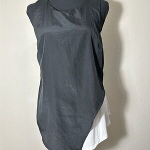 Bordeaux Black and White Asymmetrical Tank Top